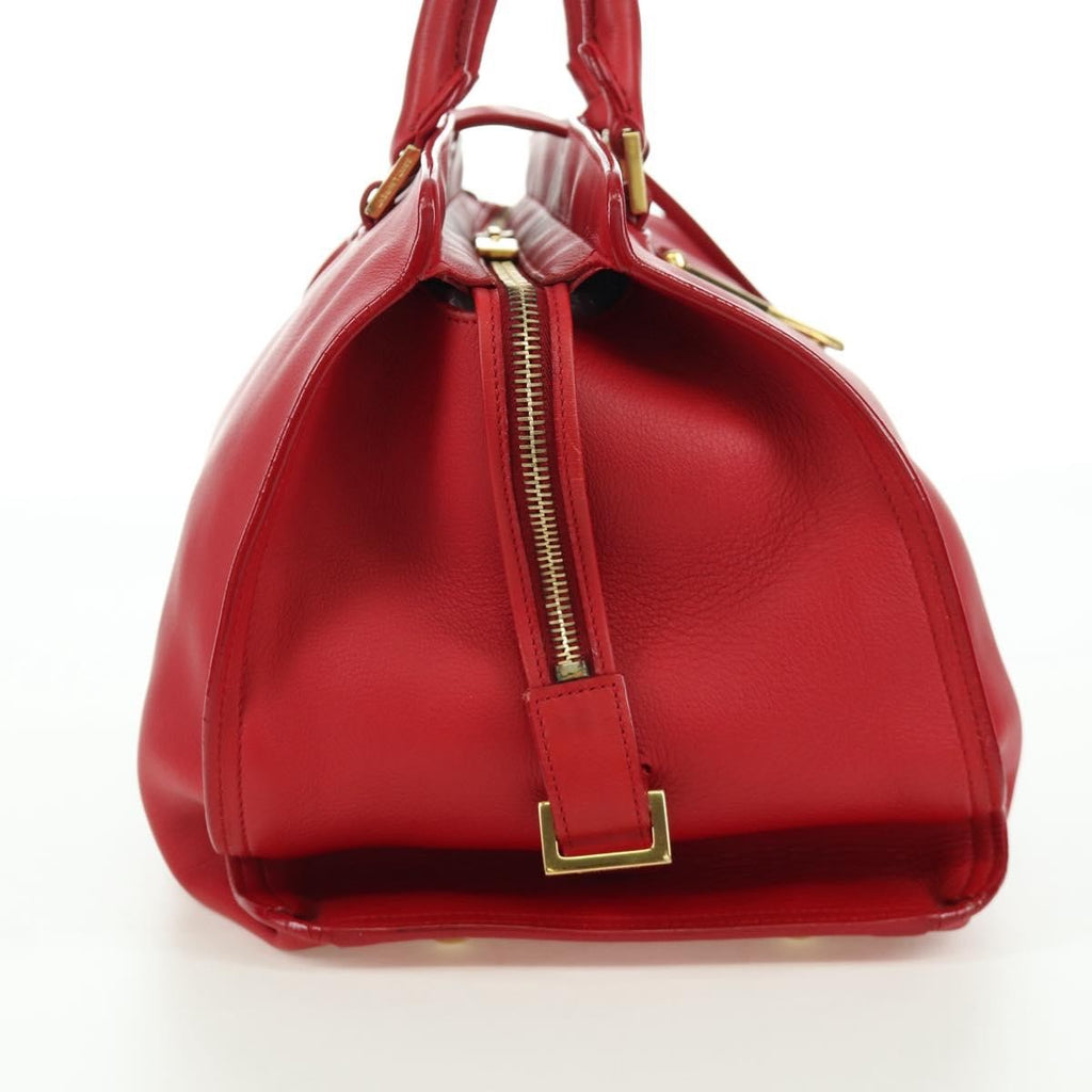 Saint Laurent Classic Y Cabas Leather Red Leather Handbag (Authentic  )