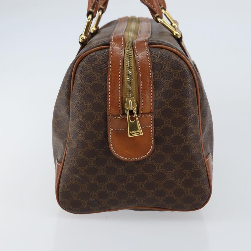 Celine Vintage Macadam Boston Bag Canvas Brown Canvas Handbag (Authentic  )