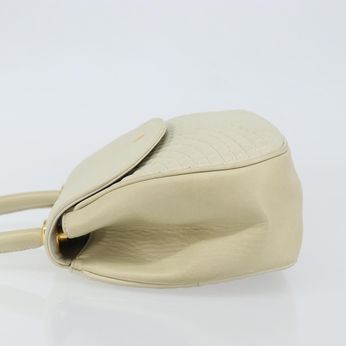 Bally Vintage Handbag Quilted Leather White Leather Handbag (Authentic  )