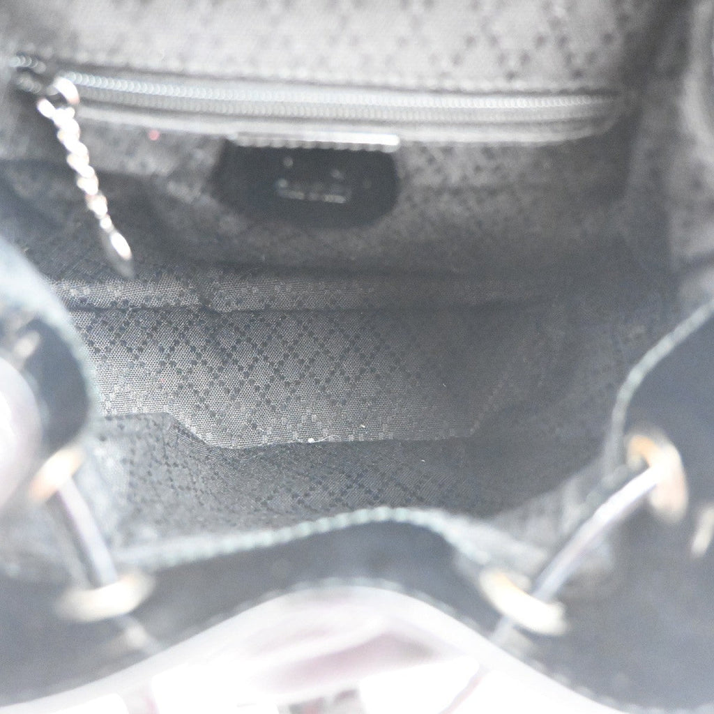 Gucci Vintage Bamboo Backpack Nylon And Patent Leather Black Nylon Backpack Bag (Authentic  )