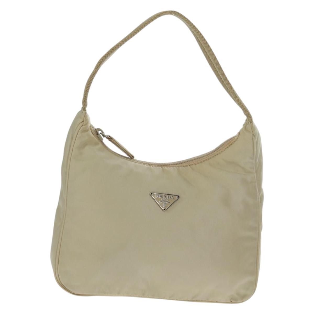 Prada Hobo Tessuto Beige Nylon Handbag (Authentic  )