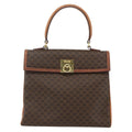 Celine Vintage Macadam Handbag Canvas And Leather Brown Canvas Handbag (Authentic  )