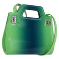 Salvatore Ferragamo Wanda Top Handle Shoulder Bag Gradient Leather Green Patent_Leather Handbag (Authentic  )