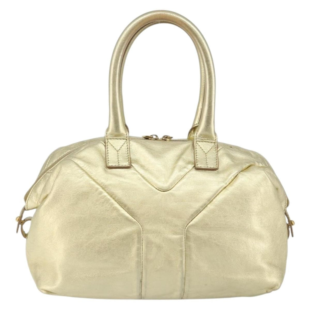 Saint Laurent Easy Y Bag Pebbled Leather Gold Leather Bag (Authentic  )