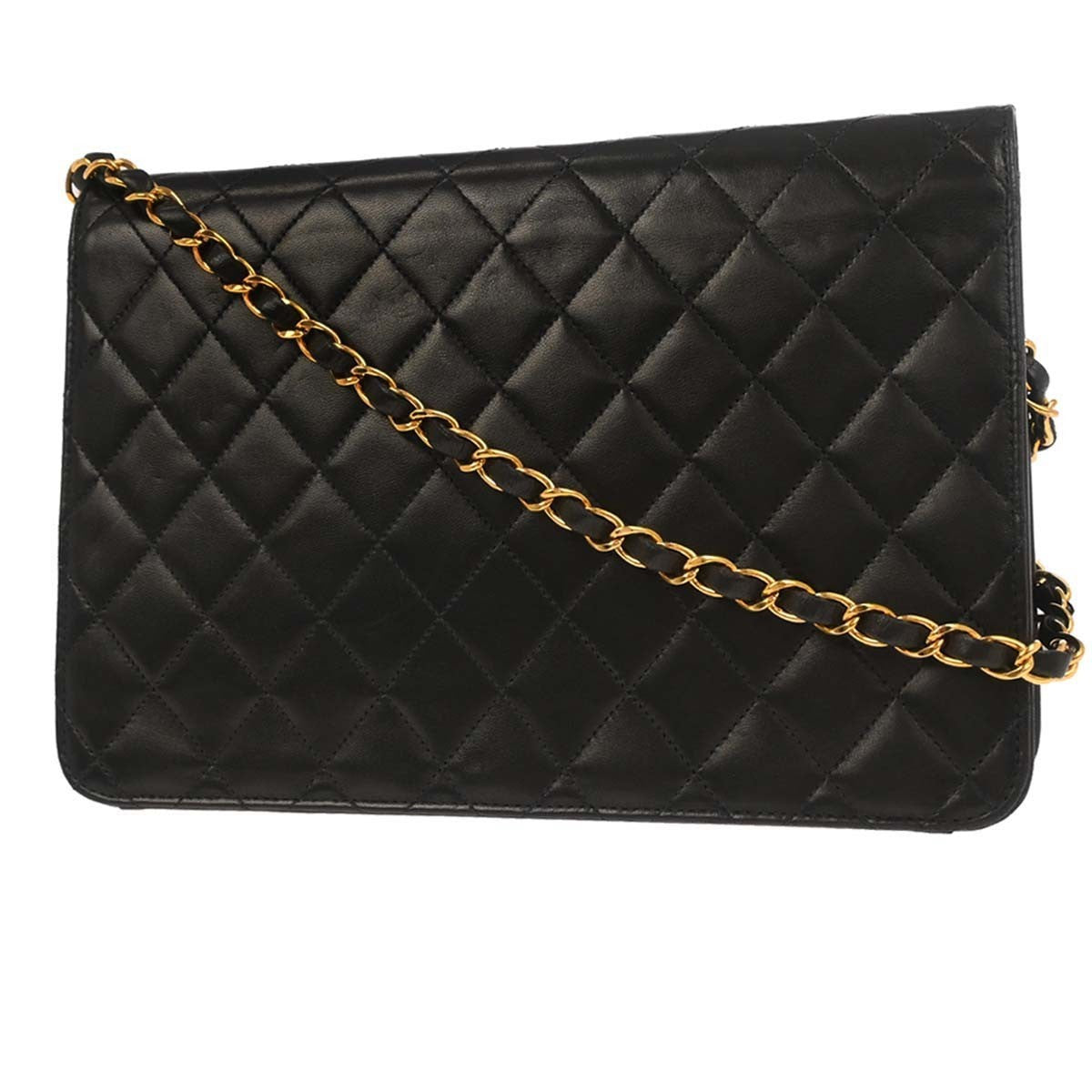 Chanel Flap Shoulder Bag Quilted Lambskin Black Leather Handbag (Authentic  )