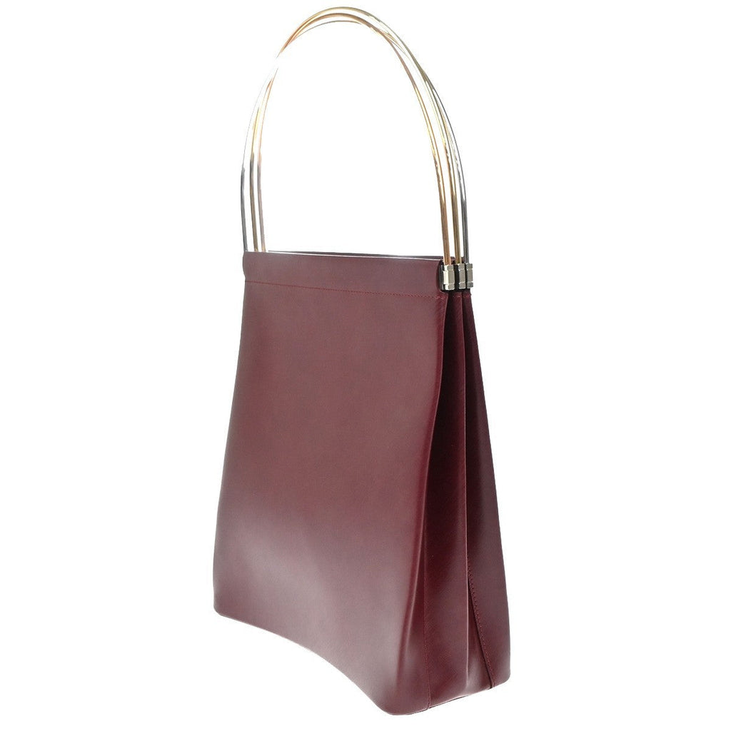 Cartier Trinity Hand Bag Leather Burgundy Leather Handbag (Authentic  )