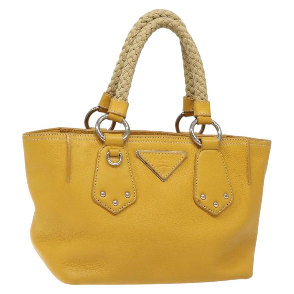 Prada Vintage Handbag Leather Yellow Leather Handbag (Authentic  )
