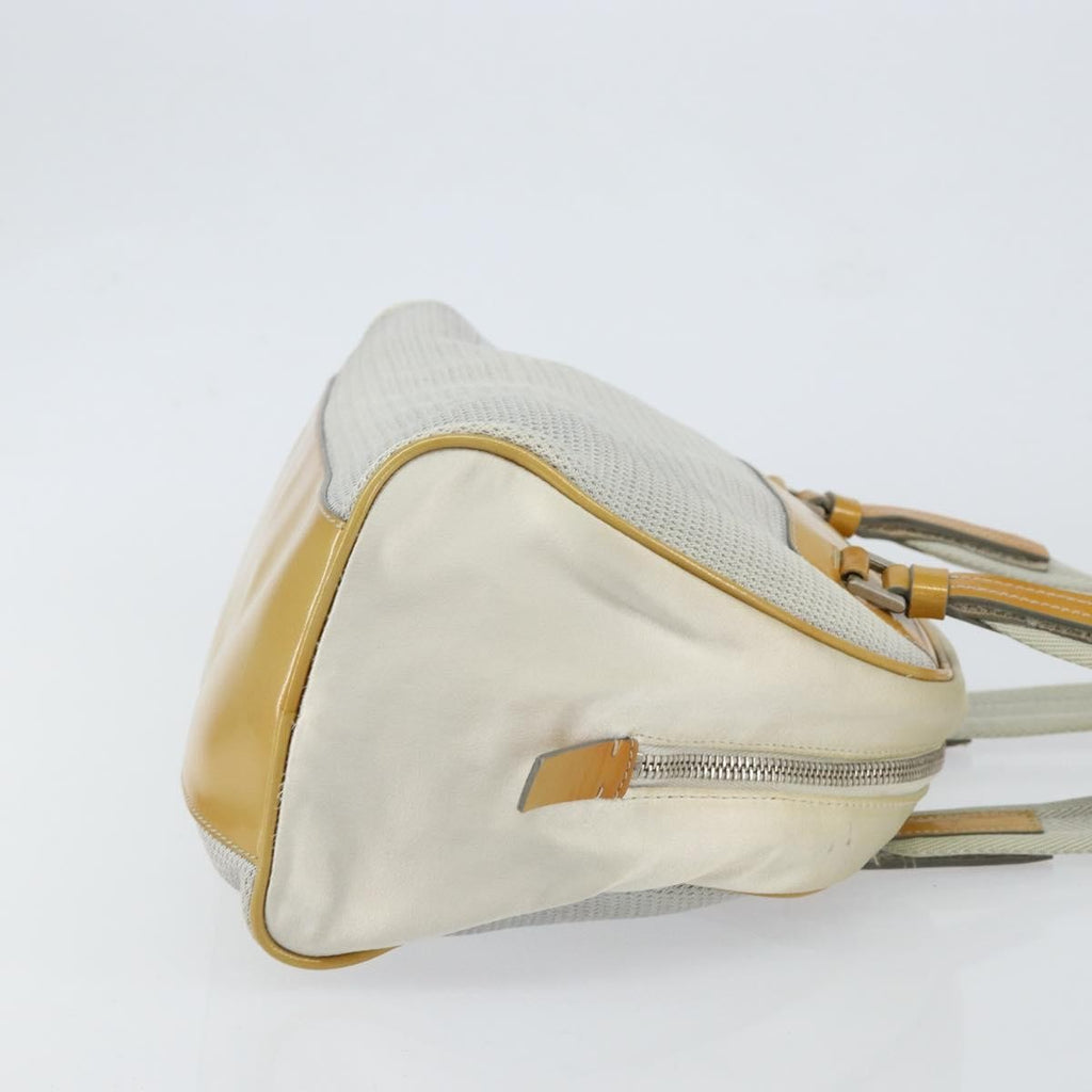 Prada Vintage Zip Handbag Tessuto Silver Nylon Handbag (Authentic  )