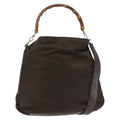 Gucci Vintage Bamboo Handle Bag Nylon Khaki Nylon Handbag ( )