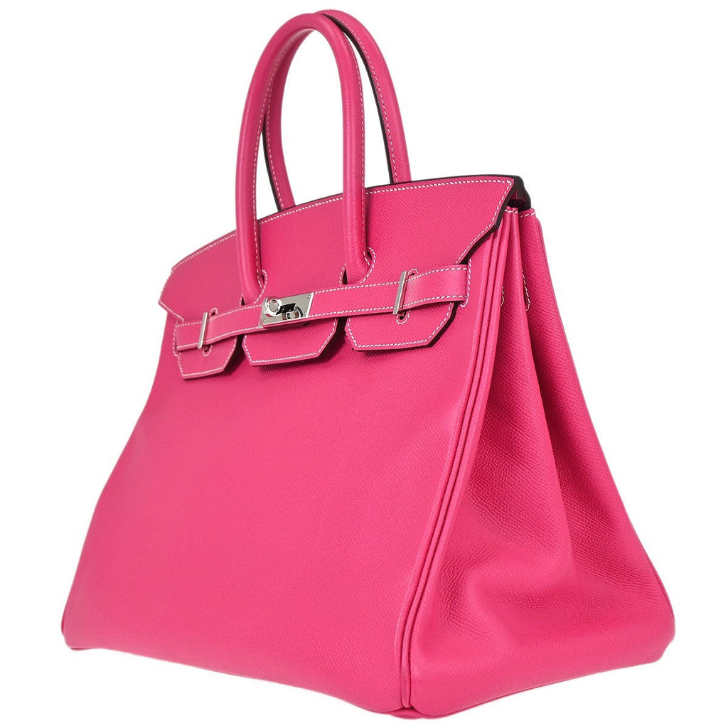 Hermes Birkin Handbag Pink Epsom With Palladium Hardware Pink Leather Handbag ( )