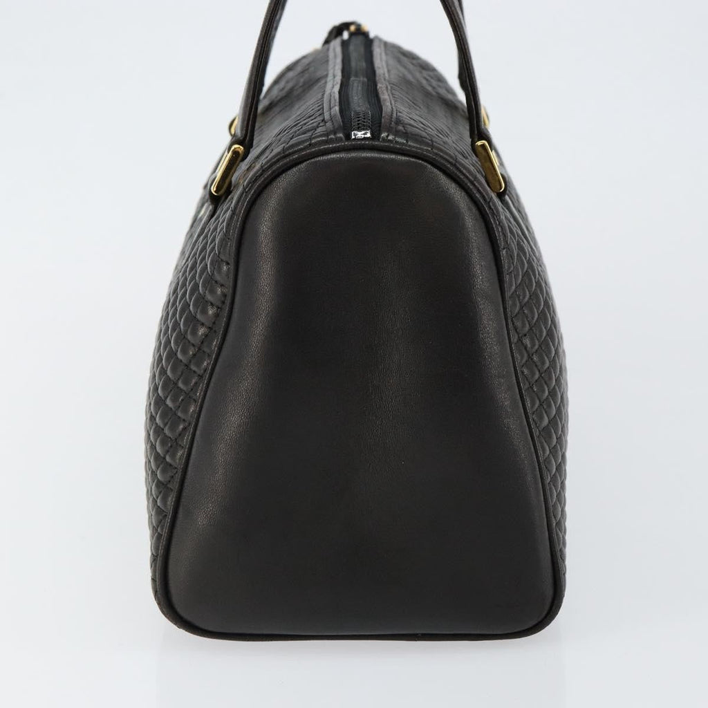 Bally Vintage Handbag Quilted Leather Black Leather Handbag (Authentic  )