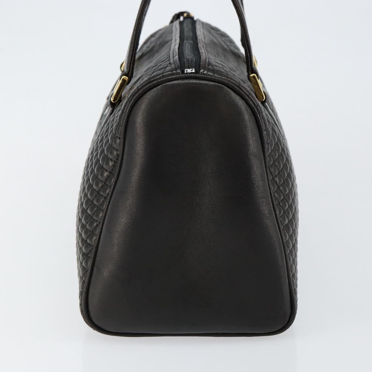 Bally Vintage Handbag Quilted Leather Black Leather Handbag (Authentic  )