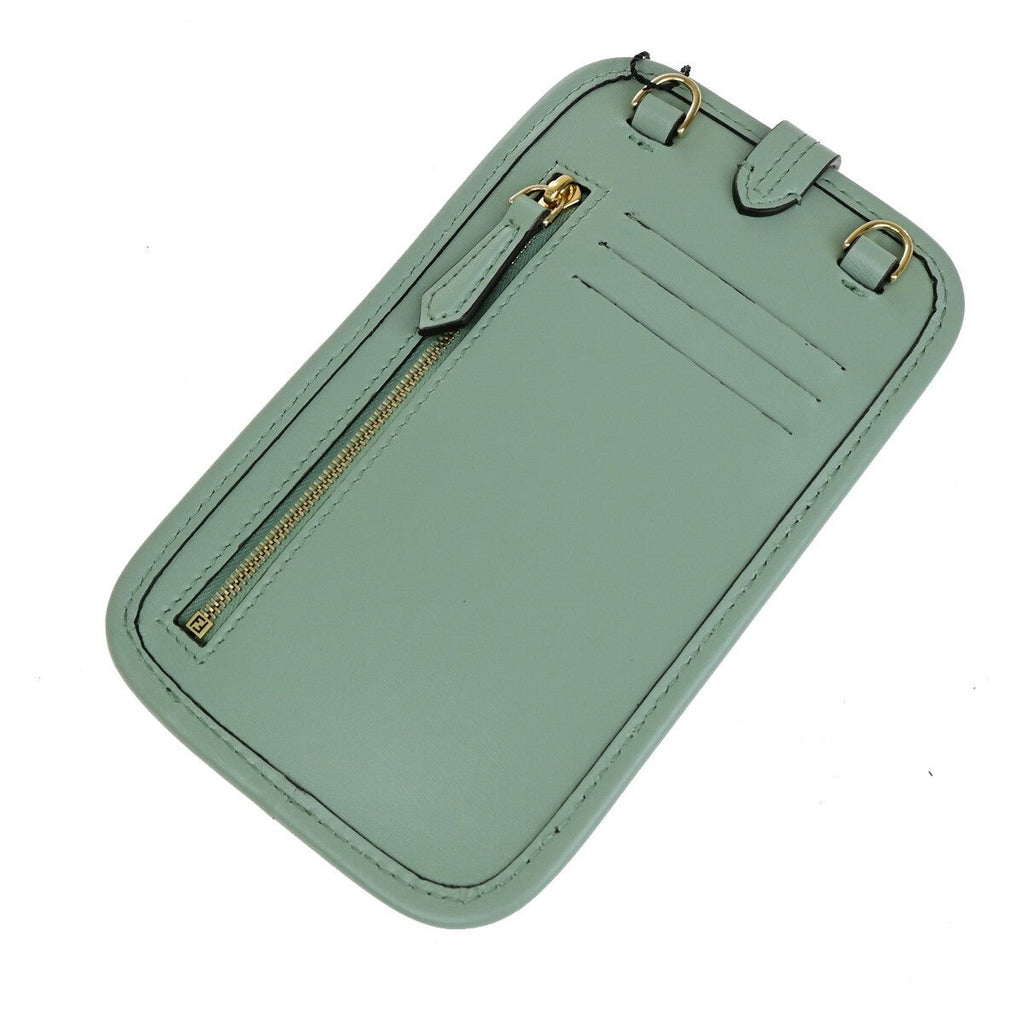 Fendi Smartphone Case Leather Green Leather Bag (Authentic  )