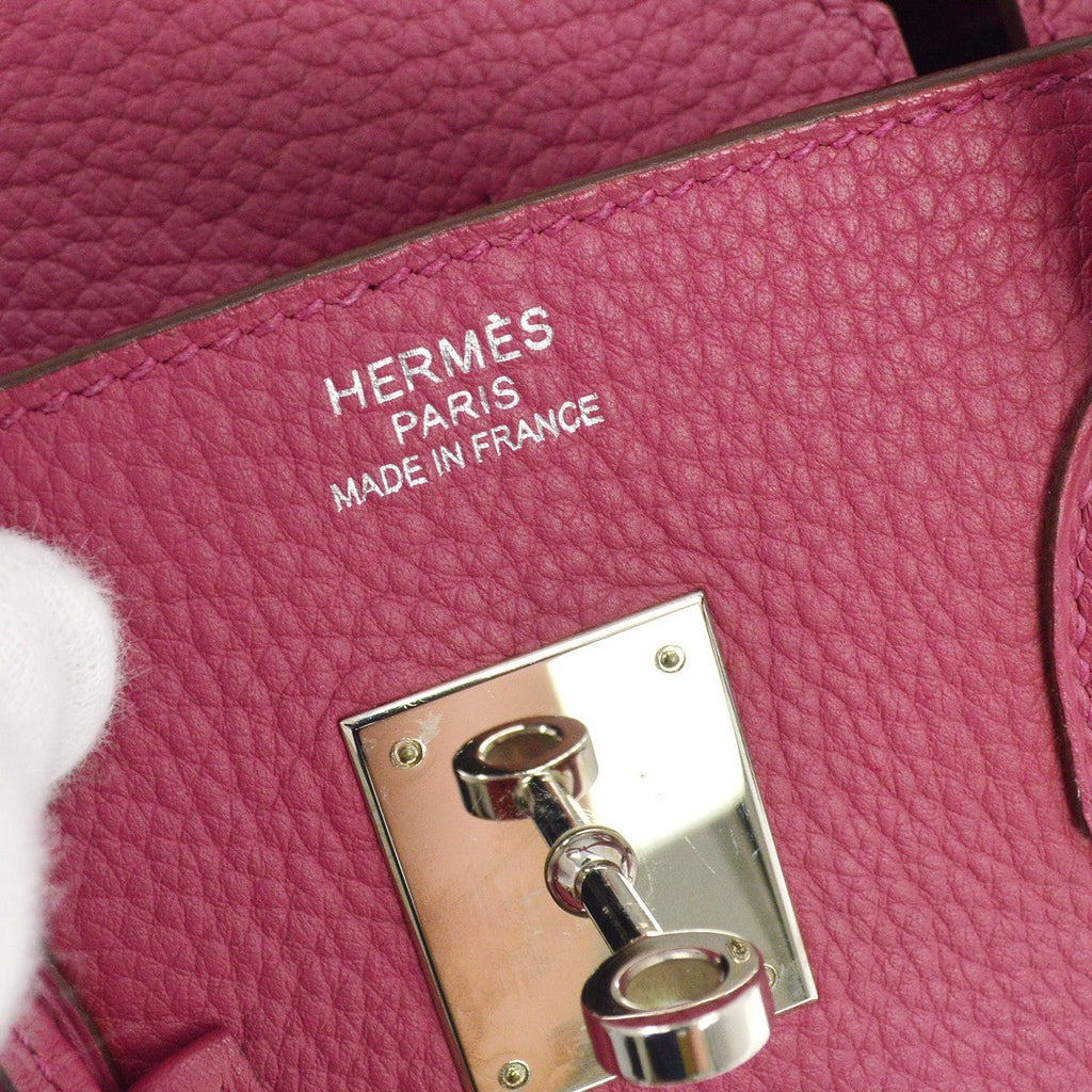 Hermes Birkin Handbag Pink Togo With Palladium Hardware Blue Leather Handbag ( )