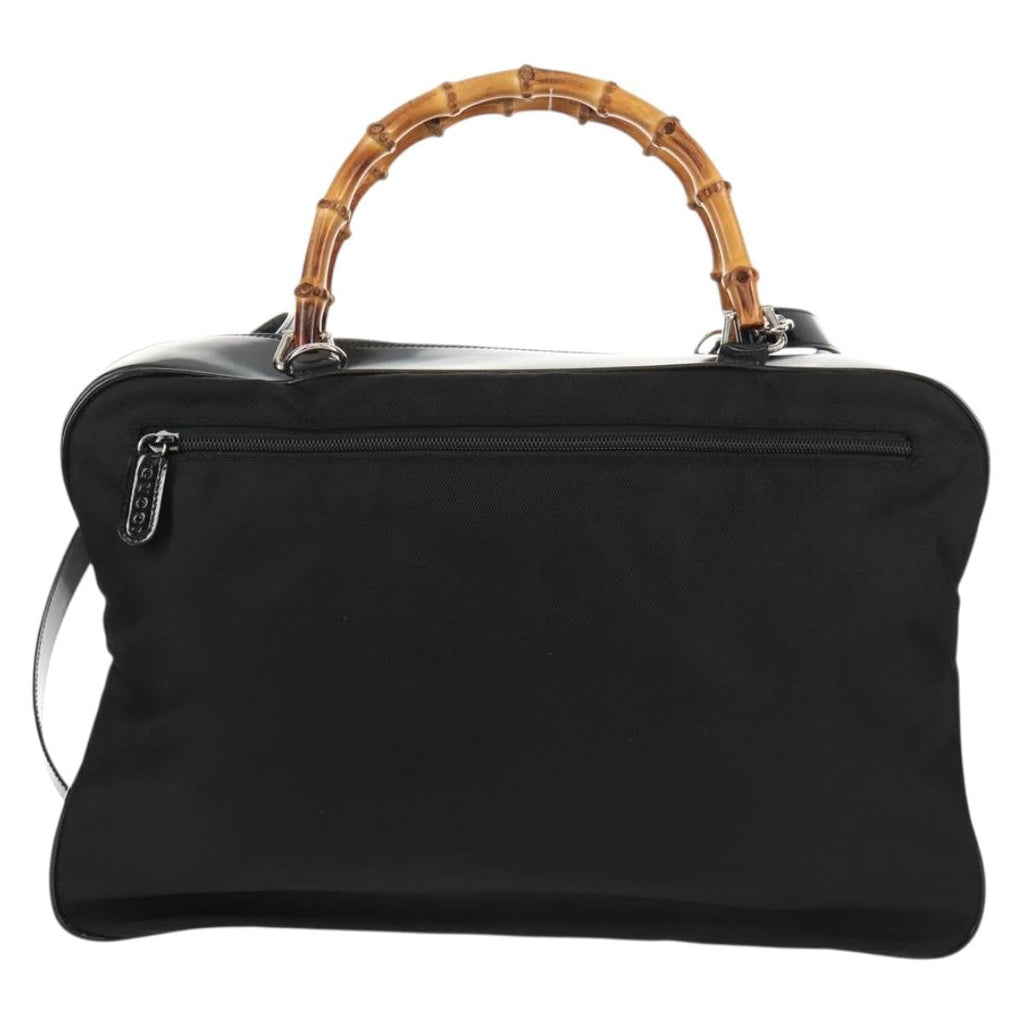 Gucci Vintage Bamboo Handle Bag Nylon Black Nylon Handbag (Authentic  )