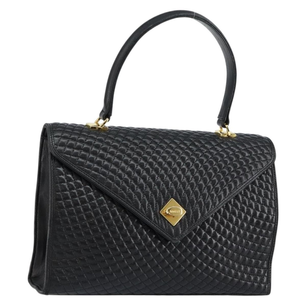 Bally Vintage Flap Handbag Quilted Leather Black Leather Handbag (Authentic  )