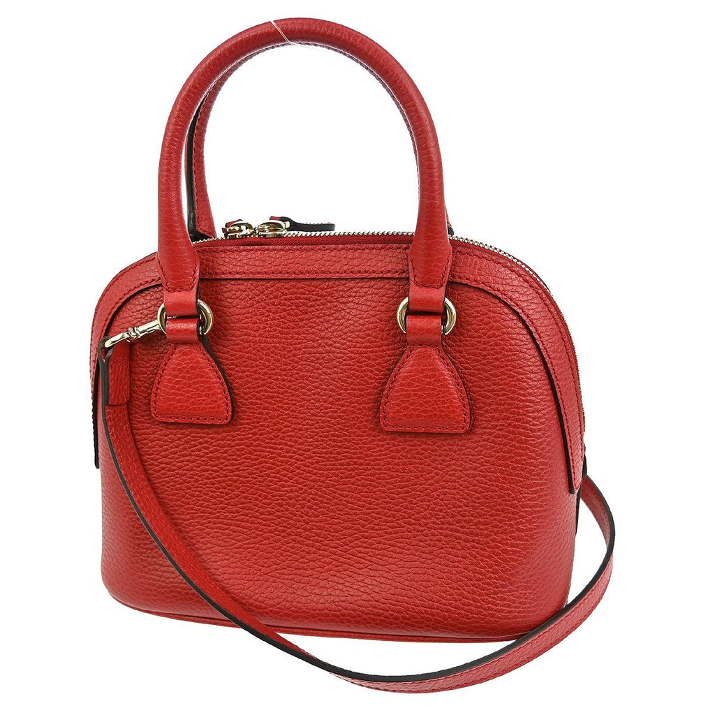 Gucci Convertible Dome Satchel Leather Red Leather Handbag ( )