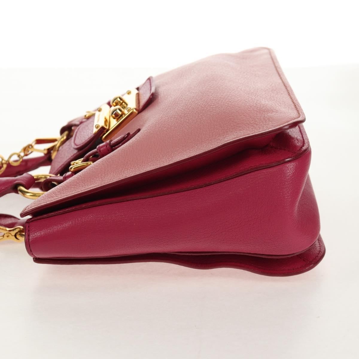 Miu Miu Madras Convertible Lock Tote Leather Pink Leather Handbag (Authentic  )