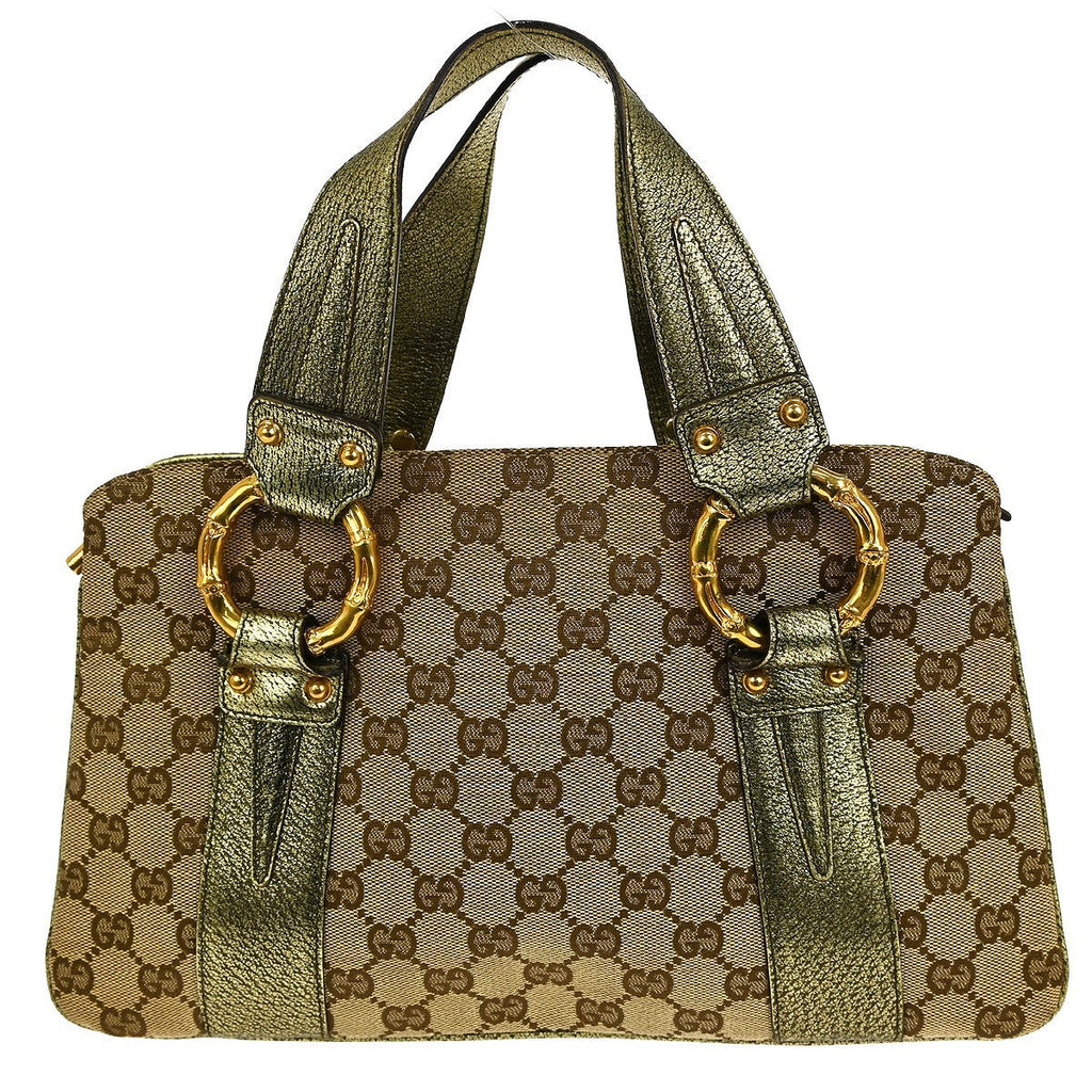 Gucci Belted Bucket Tote Gg Canvas With Leather Beige Canvas Handbag ( )