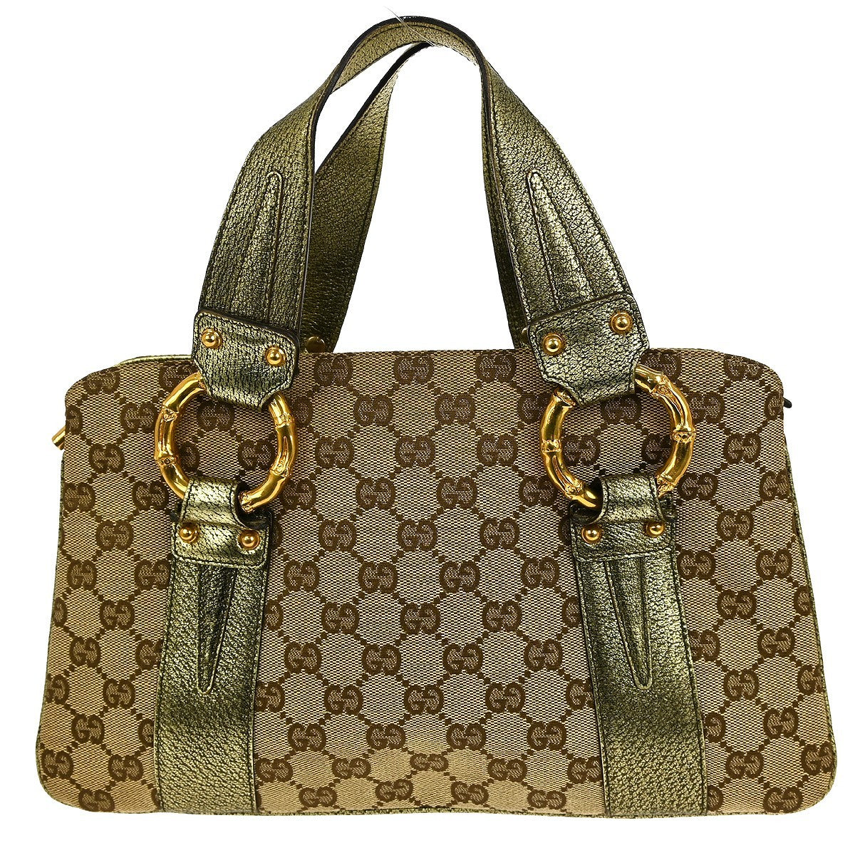 Gucci Belted Bucket Tote Gg Canvas With Leather Beige Canvas Handbag ( )