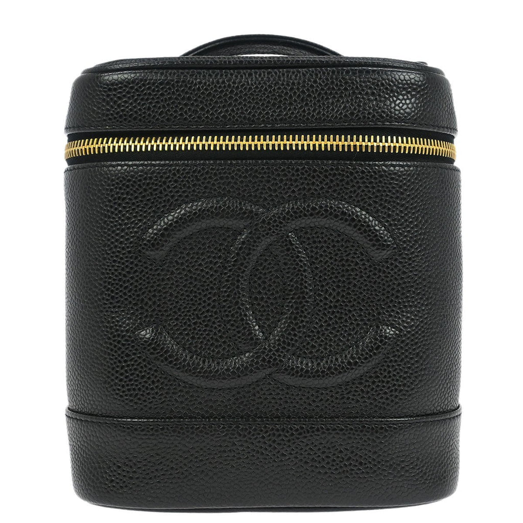 Chanel Vintage Timeless Cosmetic Case Caviar Black Leather Handbag (Authentic  )