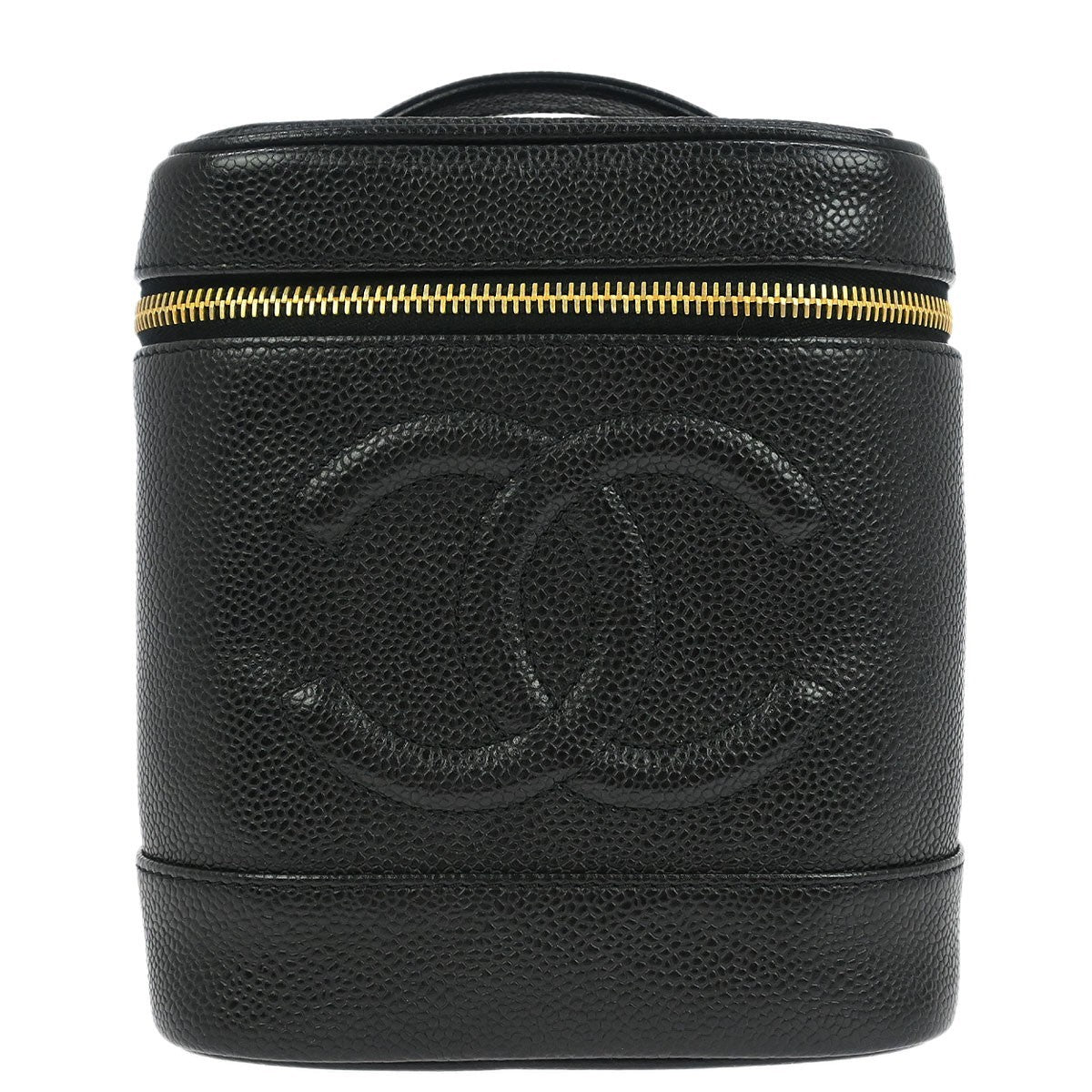 Chanel Vintage Timeless Cosmetic Case Caviar Black Leather Handbag (Authentic  )