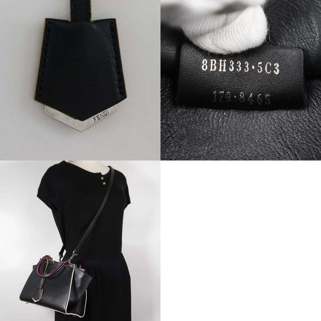 Fendi Petite 3Jours Bag Leather Black Leather Handbag (Authentic  )