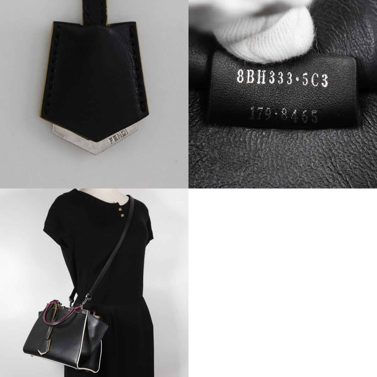 Fendi Petite 3Jours Bag Leather Black Leather Handbag (Authentic  )