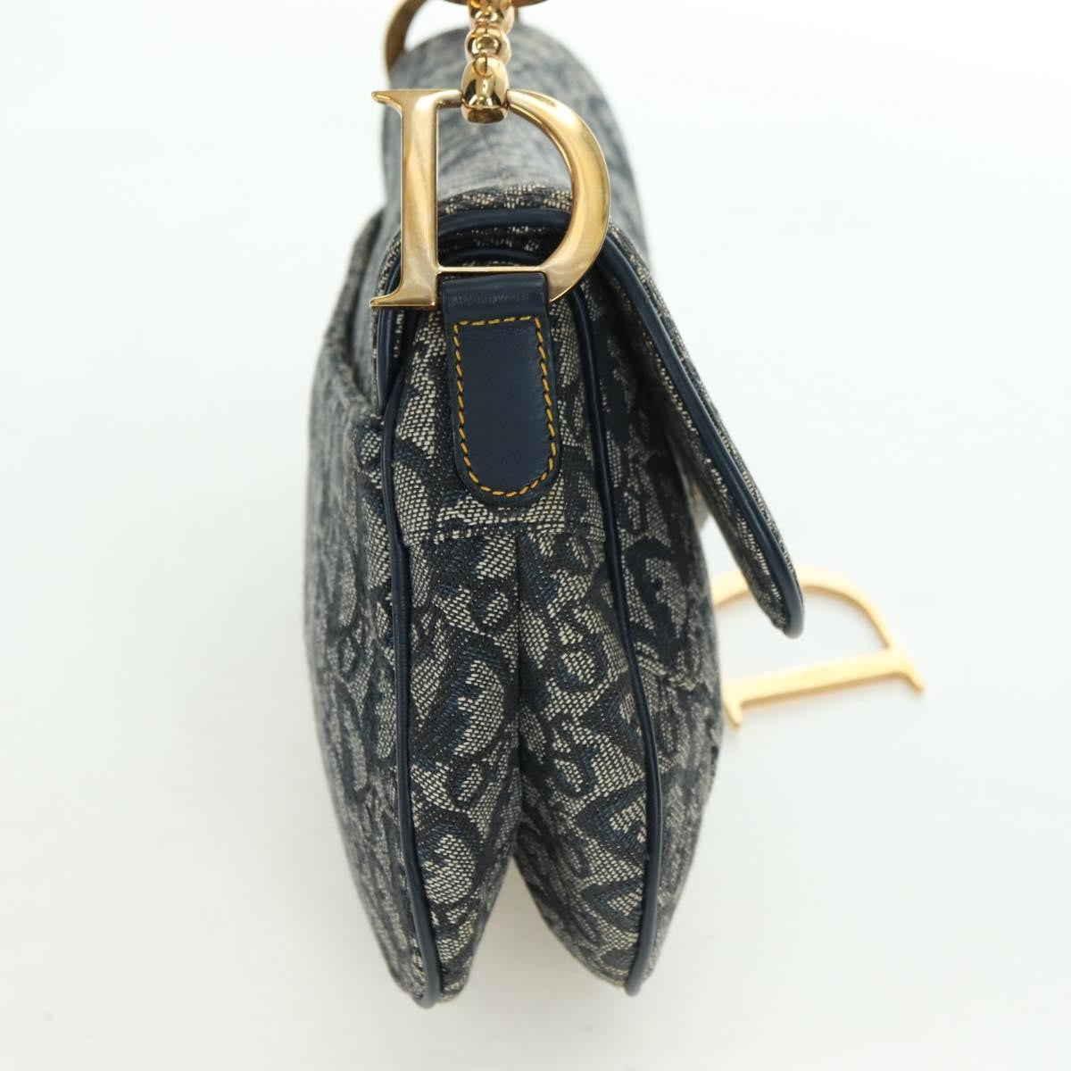 Christian Dior Saddle Handbag Oblique Canvas Navy Canvas Handbag ( )