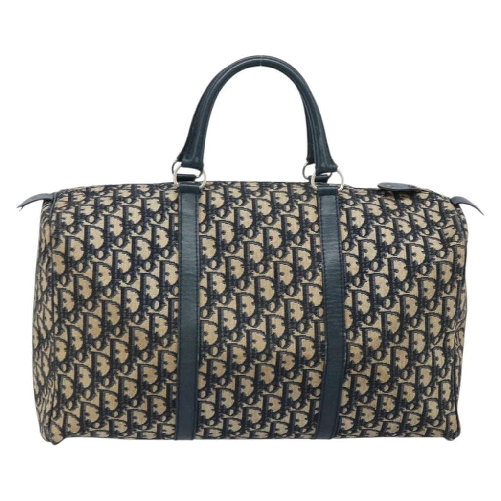 Christian Dior Vintage Trotter Boston Bag Diorissimo Canvas Navy Canvas Handbag ( )