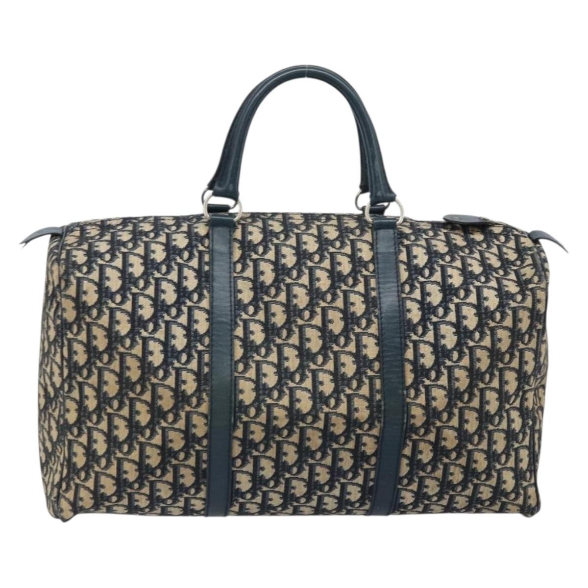 Christian Dior Vintage Trotter Boston Bag Diorissimo Canvas Navy Canvas Handbag ( )