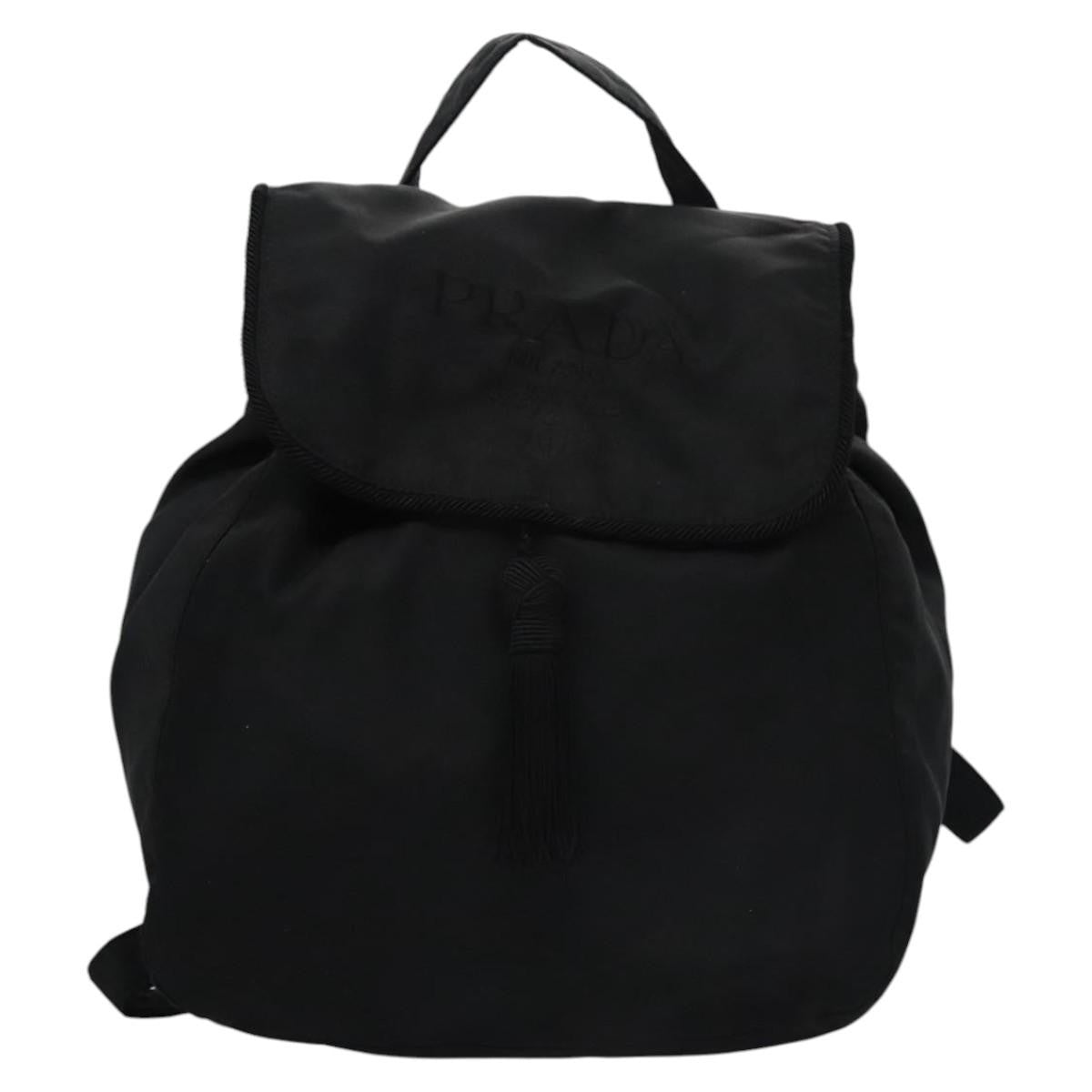 Prada Flap Drawstring Backpack Tessuto Black Nylon Backpack Bag (Authentic  )