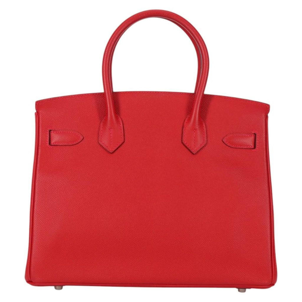 Hermes Birkin Handbag Red Epsom With Palladium Hardware Red Leather Handbag (Authentic  )