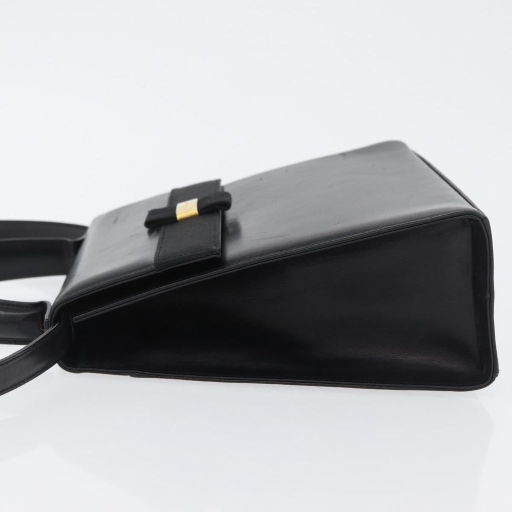 Salvatore Ferragamo Vara Handbag Leather Black Leather Handbag (Authentic  )
