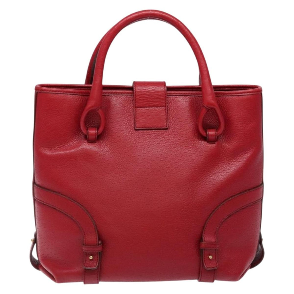 Salvatore Ferragamo Gancini Handbag Leather Red Leather Handbag (Authentic  )