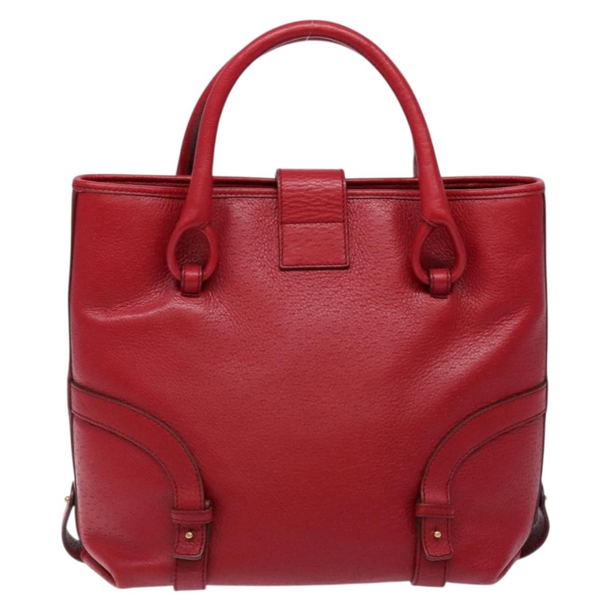 Salvatore Ferragamo Gancini Handbag Leather Red Leather Handbag (Authentic  )