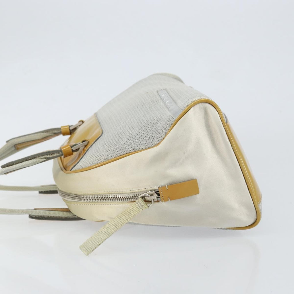 Prada Vintage Zip Handbag Tessuto Silver Nylon Handbag (Authentic  )