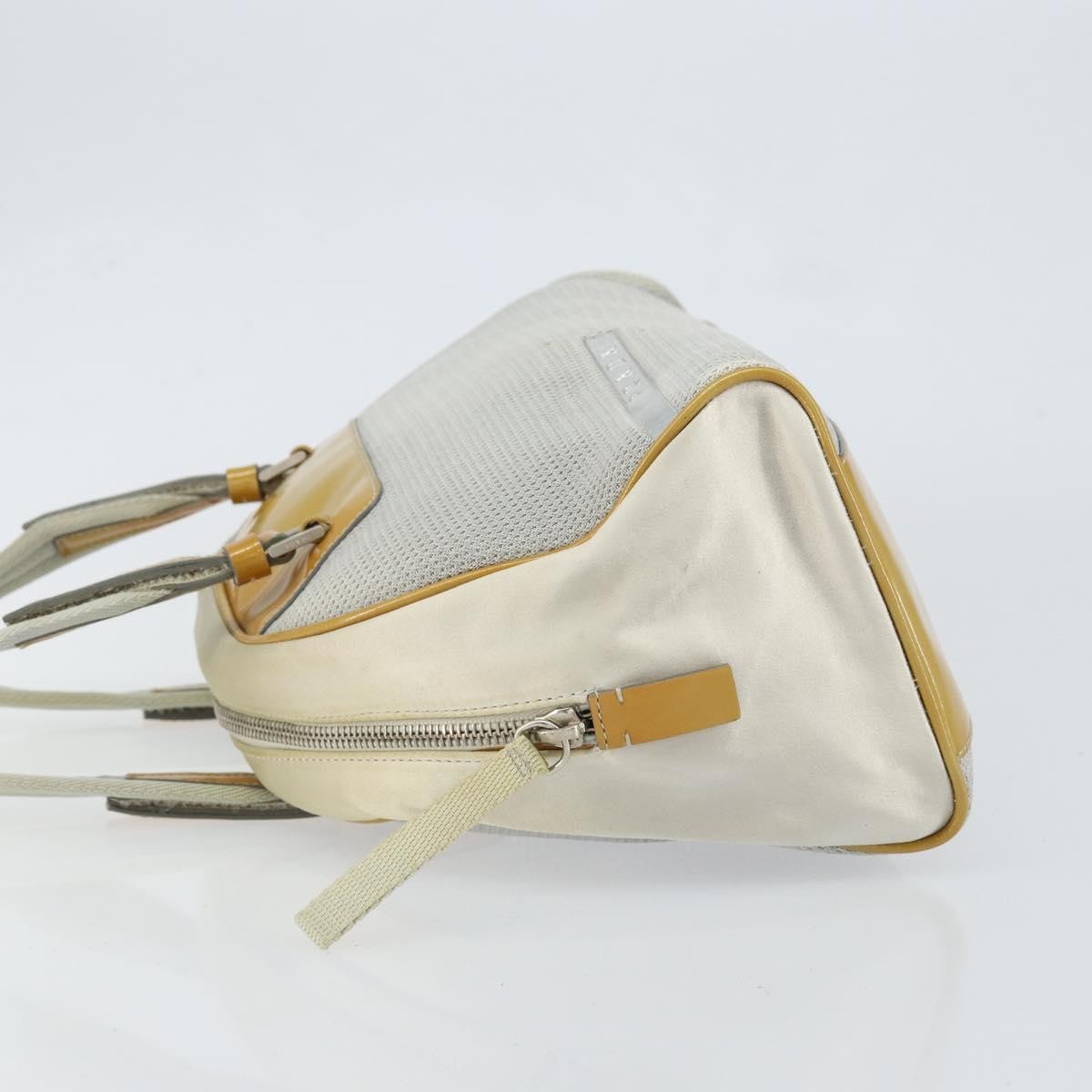 Prada Vintage Zip Handbag Tessuto Silver Nylon Handbag (Authentic  )