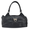 Salvatore Ferragamo Gancini Handbag Leather Black Leather Handbag (Authentic  )
