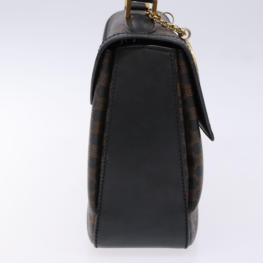 Celine Vintage Convertible Top Handle Bag Macadam Coated Canvas Black Canvas Handbag (Authentic  )