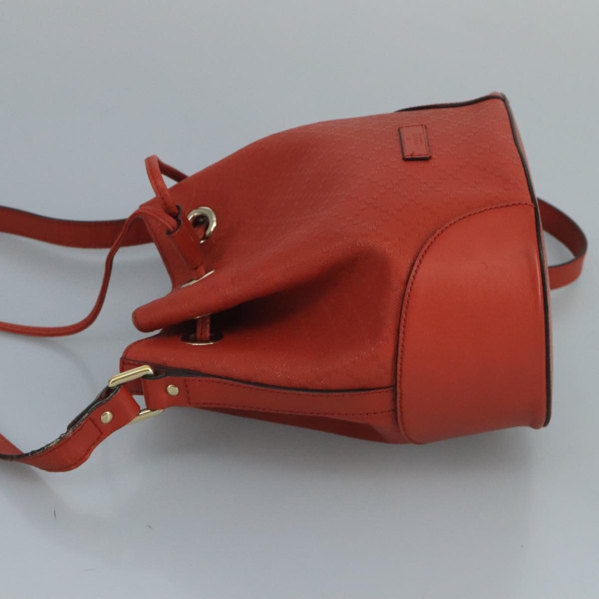 Gucci Bright Bucket Bag Diamante Leather Orange Leather Bag (Authentic  )