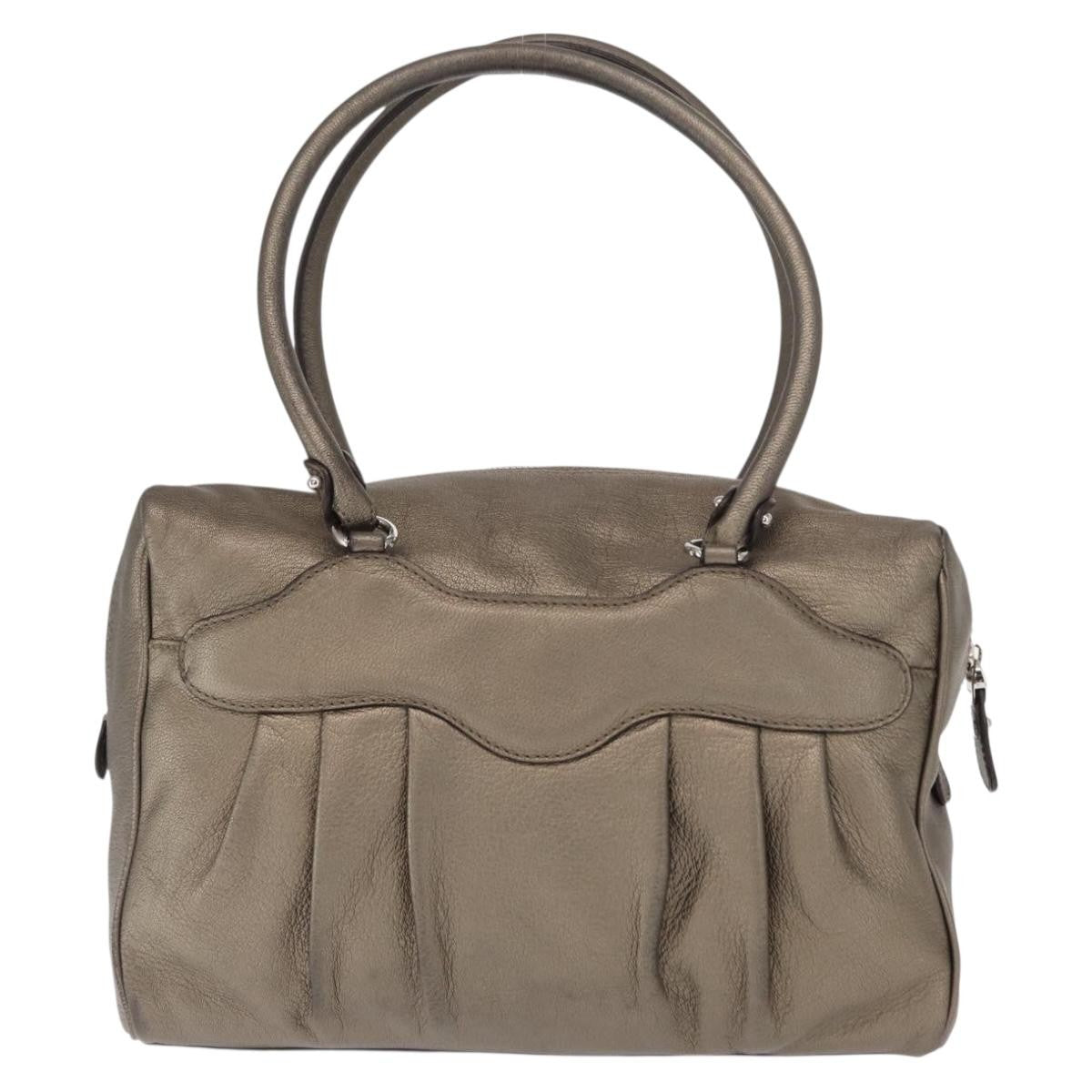 Salvatore Ferragamo Gancini Buckle Shoulder Bag Leather Gold Leather Handbag (Authentic  )