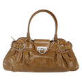 Salvatore Ferragamo Gancini Handbag Patent Leather Brown Patent_Leather Handbag (Authentic  )