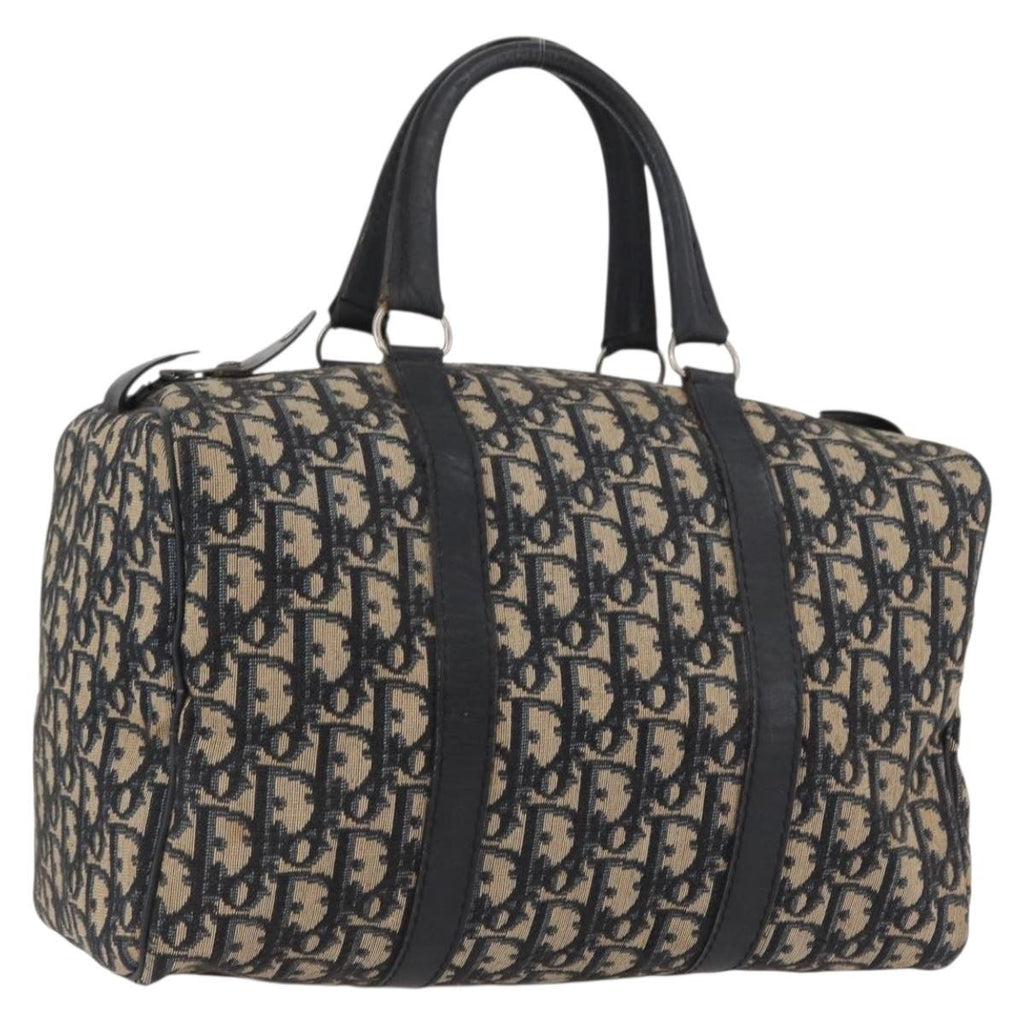 Christian Dior Vintage Trotter Boston Bag Canvas Navy Canvas Handbag ( )