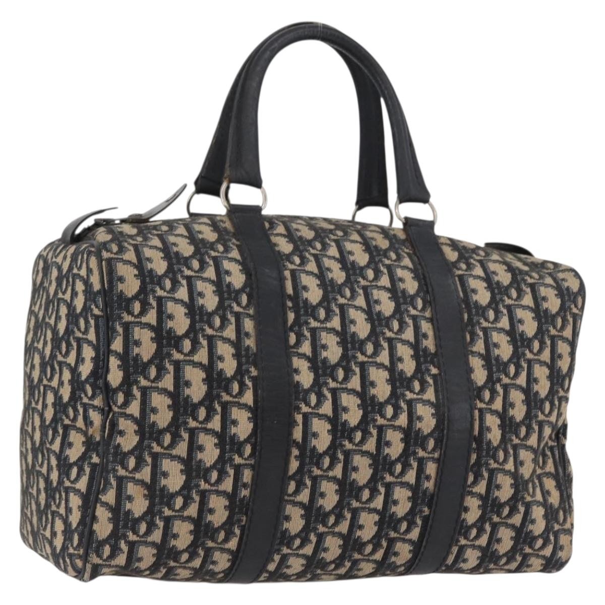 Christian Dior Vintage Trotter Boston Bag Canvas Navy Canvas Handbag ( )