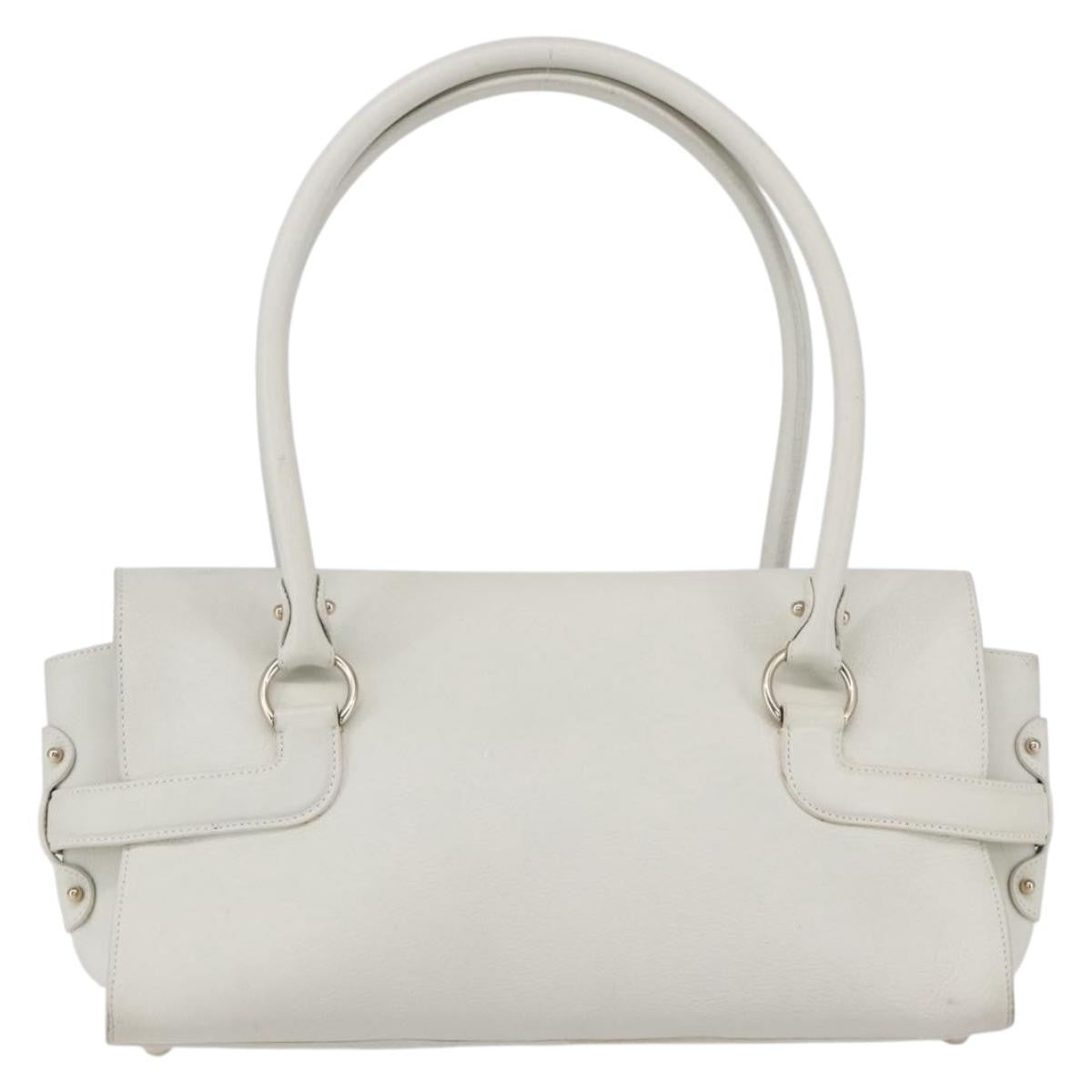 Salvatore Ferragamo Gina Satchel Leather White Leather Handbag (Authentic  )