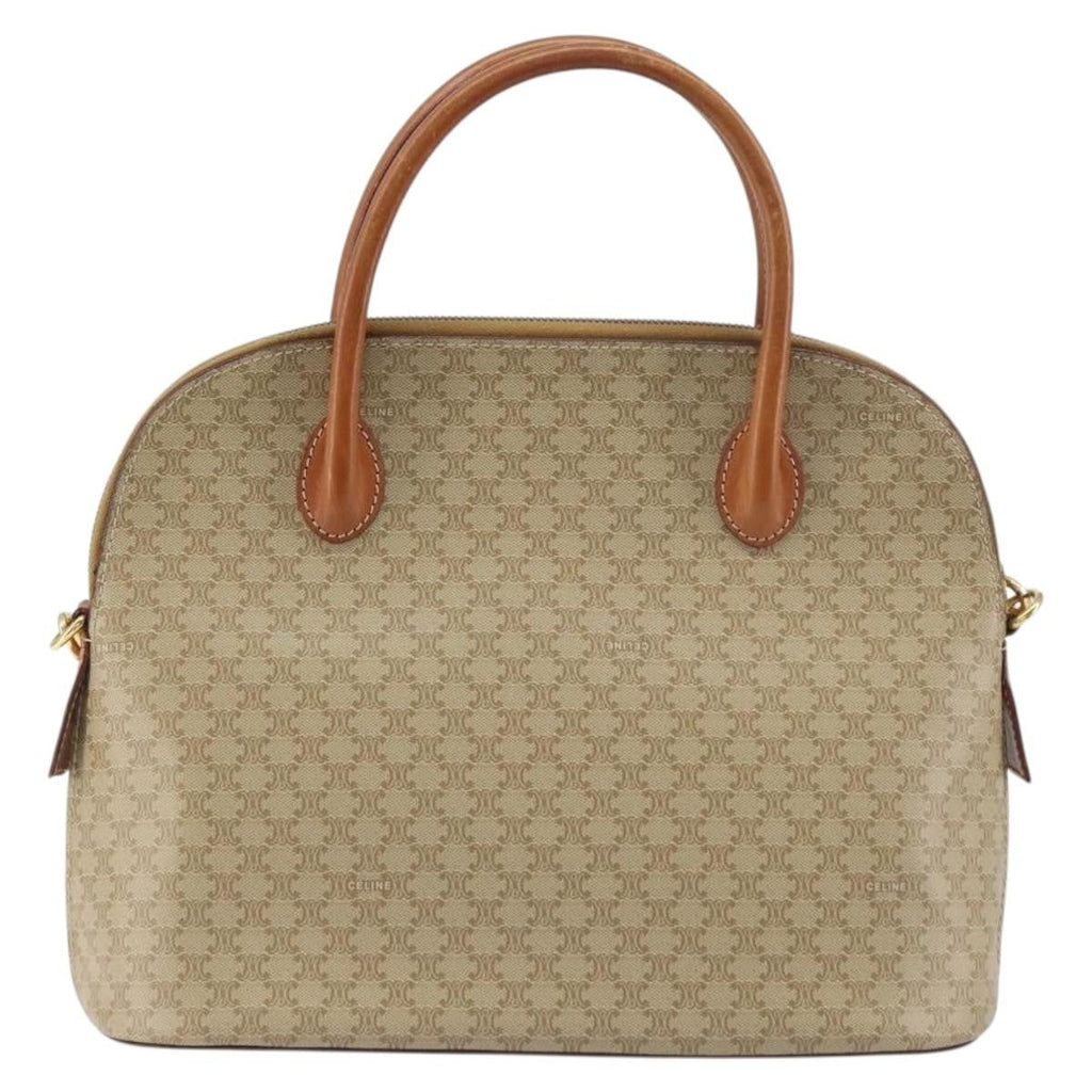 Celine Vintage Macadam Handbag Canvas And Leather Beige Canvas Handbag (Authentic  )