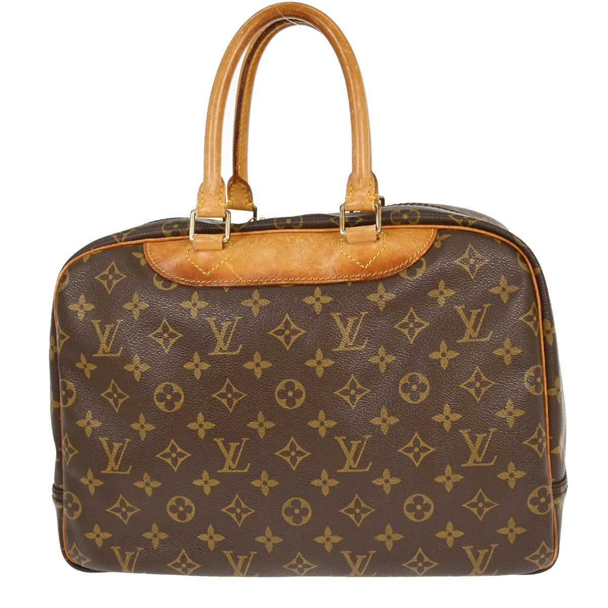 Louis Vuitton Deauville Handbag Monogram Canvas Brown Canvas Handbag (Authentic  )