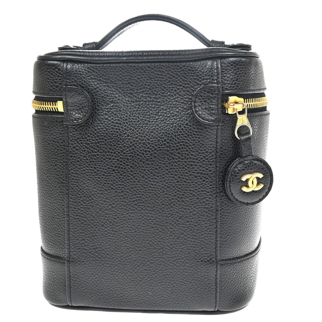 Chanel Vintage Timeless Cosmetic Case Caviar Black Leather Handbag (Authentic  )