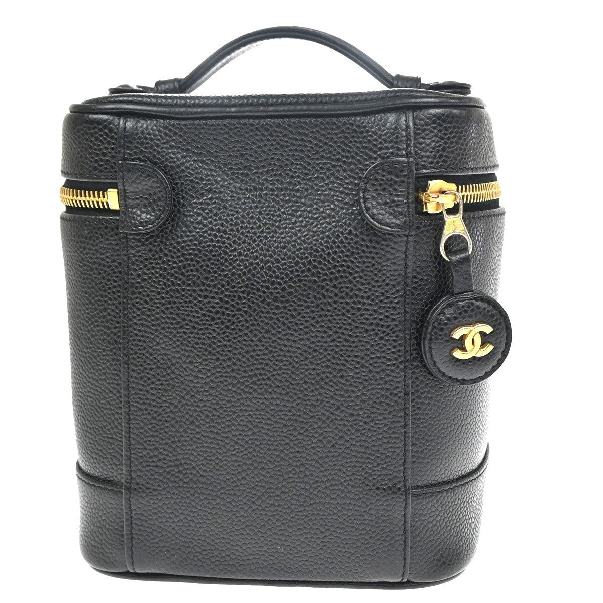 Chanel Vintage Timeless Cosmetic Case Caviar Black Leather Handbag (Authentic  )